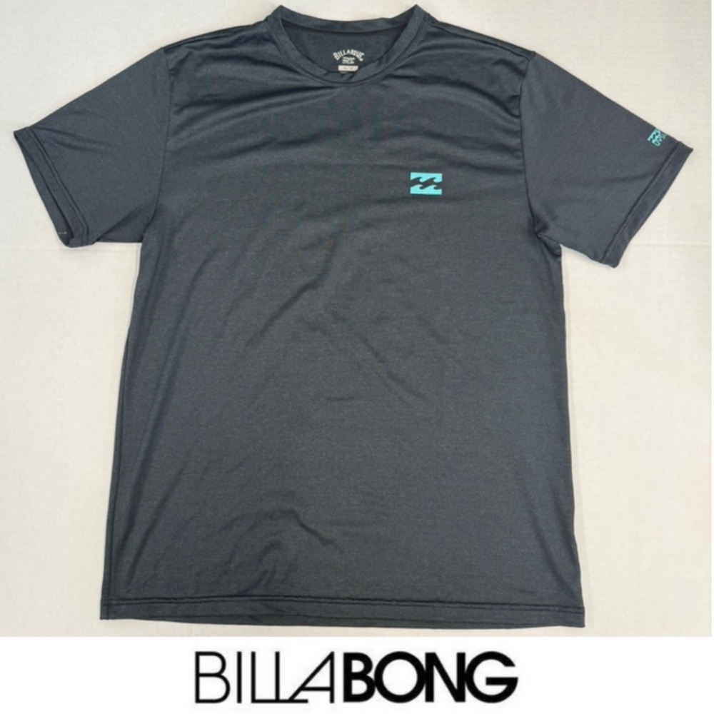 Billabong Kids Dark Gray Tee with Aqua Logo UPF 50